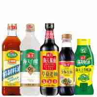 海天平安團圓調味組合套裝4445款(中華老字號)【料酒+白醋+老抽+生抽+耗油+番茄沙司+雞精+黃豆醬+拌飯醬+淀粉】
